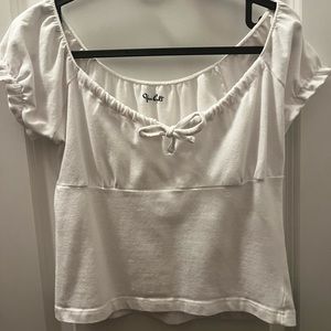 John Galt White Tie Front Top